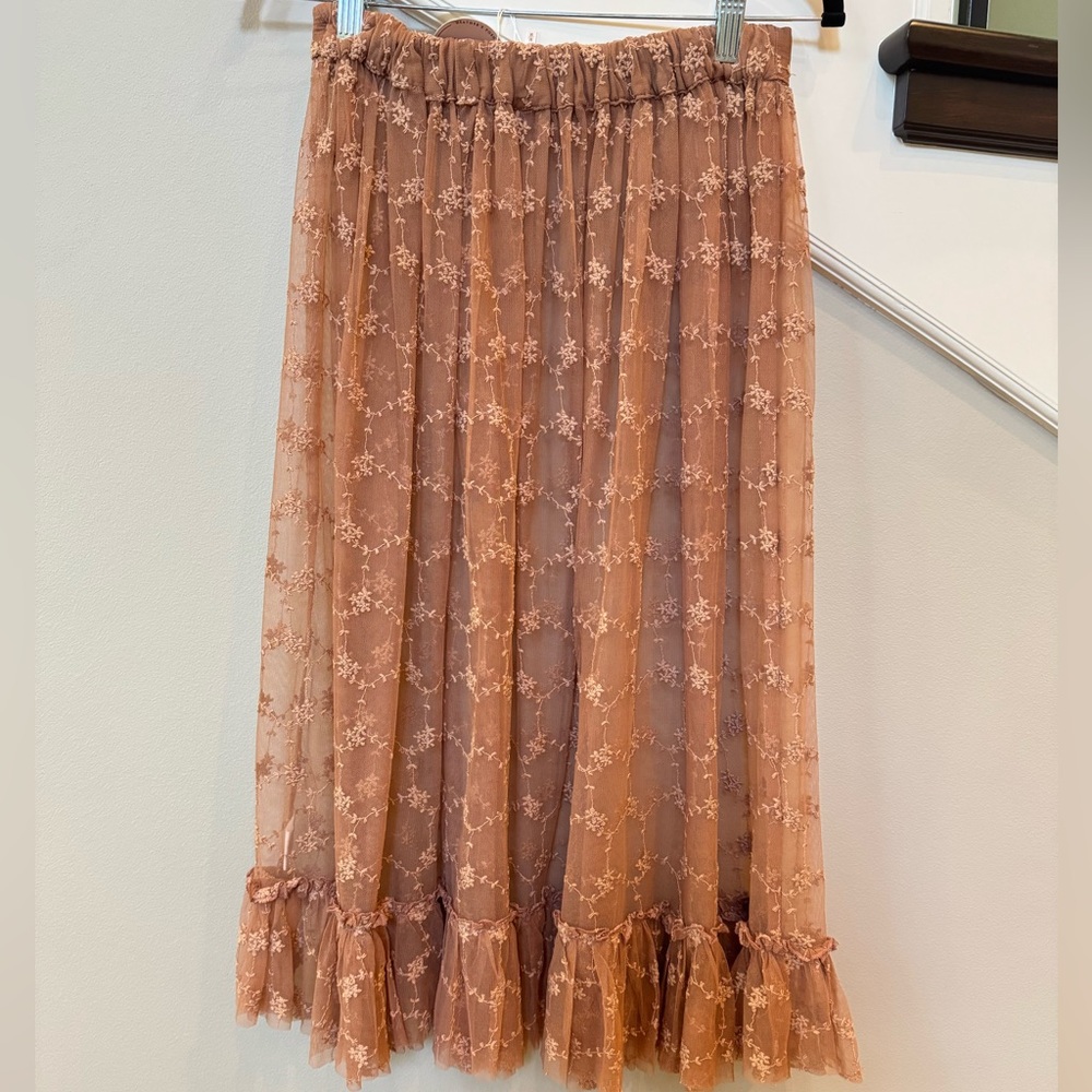 Free People~Lace Midi Skirt~Muave~Size M